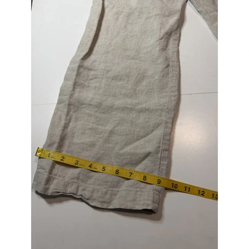 Reformation Linen Pants Beige Neutral High Rise Straight Leg Trousers 4 Petite